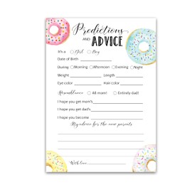 DONUT Prediction and Advice Cards - Pack of 25 - Doughnut Baby Shower Games, Pink Blue Game, New Parents, Mom & Dad to be, Mommy & Daddy Message, Couples Coed Shower Activity Keepsake Book G850-PDAV
