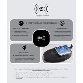 Adesso 3162-21 Kaye LED Desk Lamp Wireless Charging, 7W LED, 5W QI, USB Port, Indoor Lighting Lamps