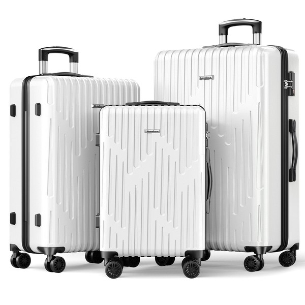 Strenforce Luggage Sets Lightweight Suitcase Double Wheels TSA Lock 3-Piece