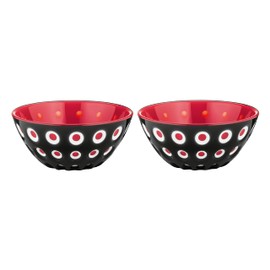Guzzini Le Murrine Set of 2 Bowl 12cm, Black/White/red. Made in Italy Using Exclusive Three-Color Technology
