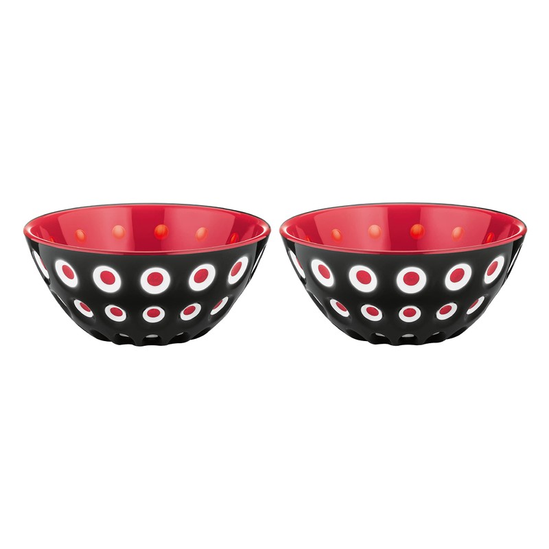 Guzzini Le Murrine Set of 2 Bowl 12cm, Black/White/red. Made