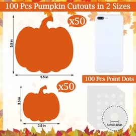 Harloon 100 Pcs Paper Cutout 5.5" 3.5" Classroom Bulletin Board Accents Cut Outs Kids DIY Craft Decoration with 100 Pcs Glue Point for School Home Party(Pumpkin)