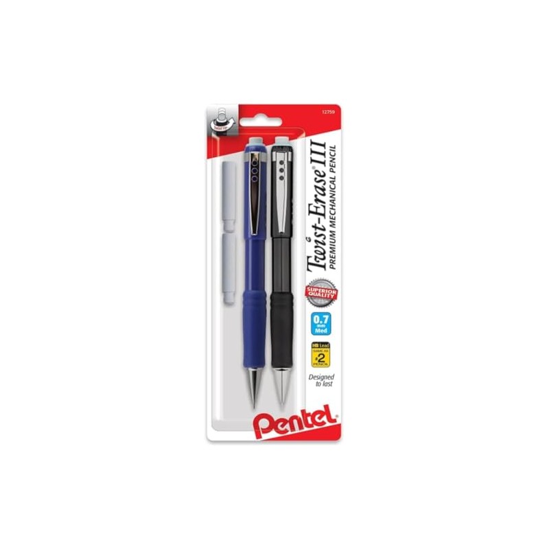 Pentel Twist-Erase III Automático Lápiz con 1 Recambio Borrador, Assorted