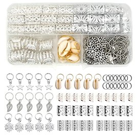 100 Pieces Dreadlocks Loc Hair Jewelry for Women Braids Hair, 20 Pieces Loc Jewelry Accessories for Braiding Hair, Big Silver Braids Hair Rings for Dr