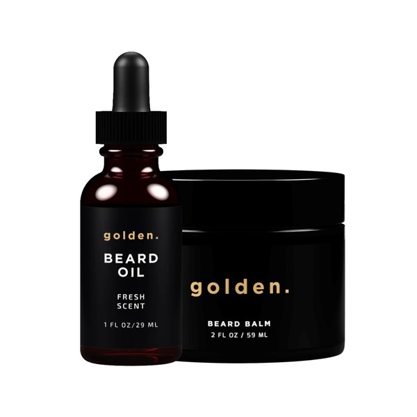 Golden Grooming Beard Oil & Balm Bundle for Men |