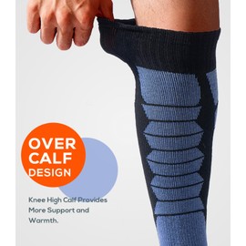 WEIERYA Merino Wool Socks for Skiing, Snowboarding, Winter Outdoors, Over the Calf, Warm Thermal Socks for Cold Weather Royal Blue Medium 3 Pack