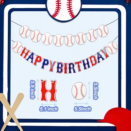 Red Blue White Baseball Birthday Banner Baseball Banner for Baseball Party Decorations Sports Birthday Party Decorations Baseball Party Supplies