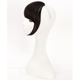 Clip in Bangs Fringe Hair One Piece Natural Black Hair Extensions Hairpiece with Side Temple For women medium natural color (Black, One size)