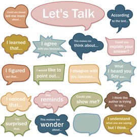 JarThenaAMCS 19 Pcs Conversation Starts Bulletin Board Set Let's Talk Educational Cutouts Boho Color Back to School Classroom Decorations for Chalkboard Wall Decor