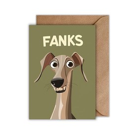 WBdesignz Thank You Card with Envelope - Thank You Card "Fanks" Thank You Card Whippet Thank You Card for Friends Partner Colleagues (DIN A6)