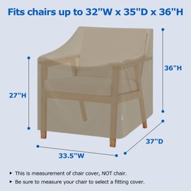 SunPatio Outdoor Chair Covers Waterproof 2 Pack, Heavy Duty Lounge Deep Seat Chair Covers, Fade & Rip Resistant Protector for Outdoor Furniture, All Weather Protection, 33.5"W x 37"D x 36"H, Taupe
