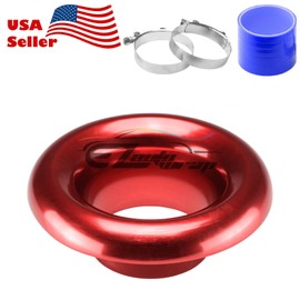 EZAUTOWRAP 3" RED Short Ram Cold Air Intake Turbo Horn Aluminum Alloy Velocity Stack Adapter Kit