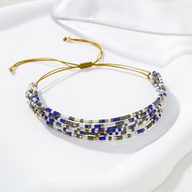 KELITCH Miyuki Beaded Bracelets Multi Strands Bracelets Adjustable Bohemian Style Charm Bangles (Blue White 8E)