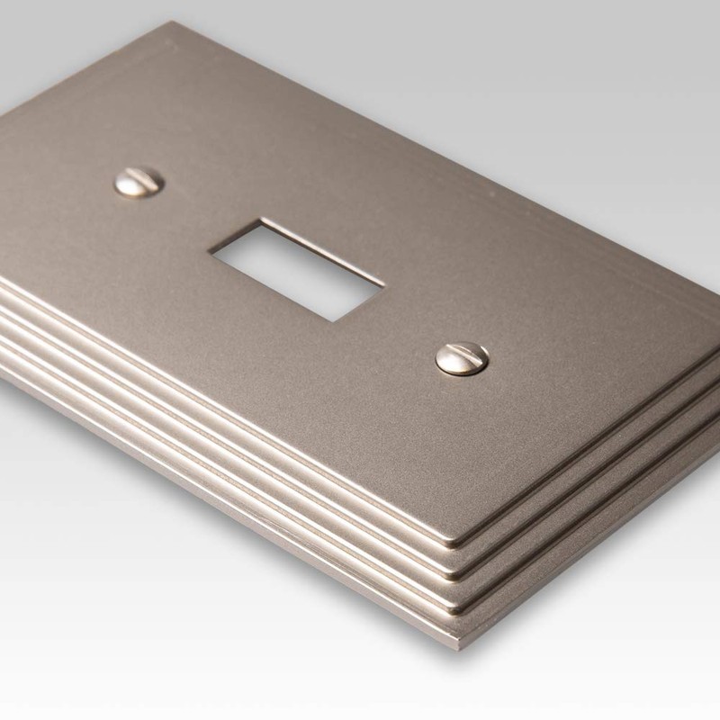 Amerelle Steps Triple Rocker Cast Metal Wallplate in Satin Nickel