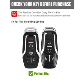 YINEOR for Ford Key Fob Cover Leather Car Key Case Protector Keychain Smart Key Fob Holder Compatible for Mustang Explorer F150 Edge Fusion Lincoln MKZ MKC MKX (Brown)