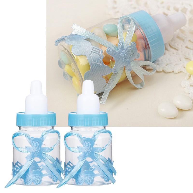24pcs Lovely Plastic Milk Bottle Candy Box Fillable Bottle Baby