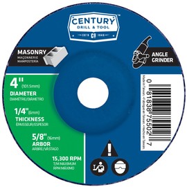 Century Drill & Tool 75502 Type 27 Masonry Grinding Wheel, 4" X 1/4"
