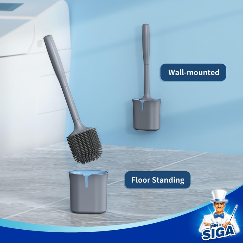 MR.SIGA Wall Mounted Toilet Brush and Holder Set for Bathroom