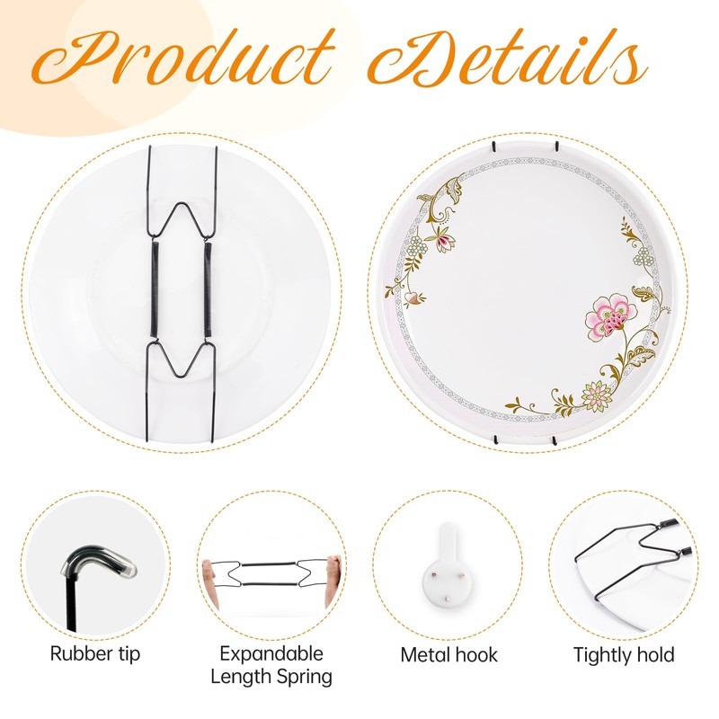 Plate Hangers for Wall for 4-5 inch, 5 Pack, Black