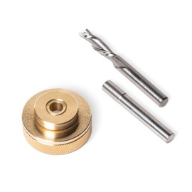 POWERTEC 71729 Solid Brass Inlay Set, 1/4" D, 3/4" Cutting Length, 1/4 Shank, 2-1/2 Overall Length