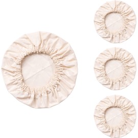 4- Pack Organic Food Bowl Covers Unbleached Reusable 100% Cotton Stretchy Cloth Bowl Covers ~ XL (For 6.5"-10" Bowls)