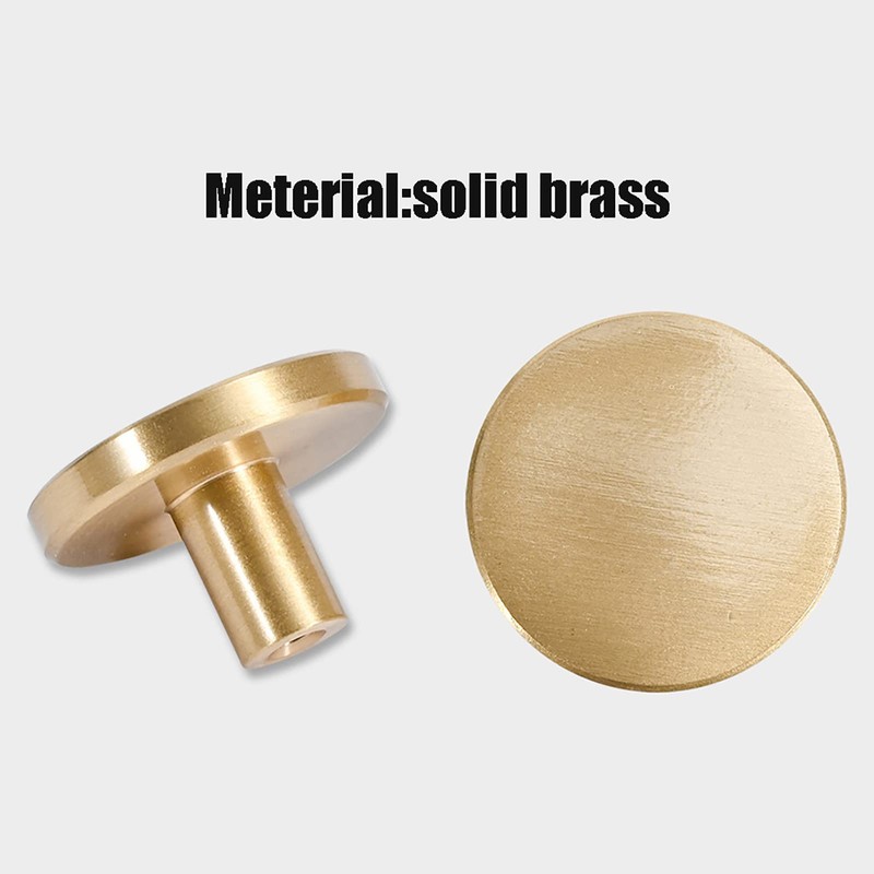 XNJIHWA 4 Pcs Round Wardrobe Handles Brushed Brass Drawer Knobs