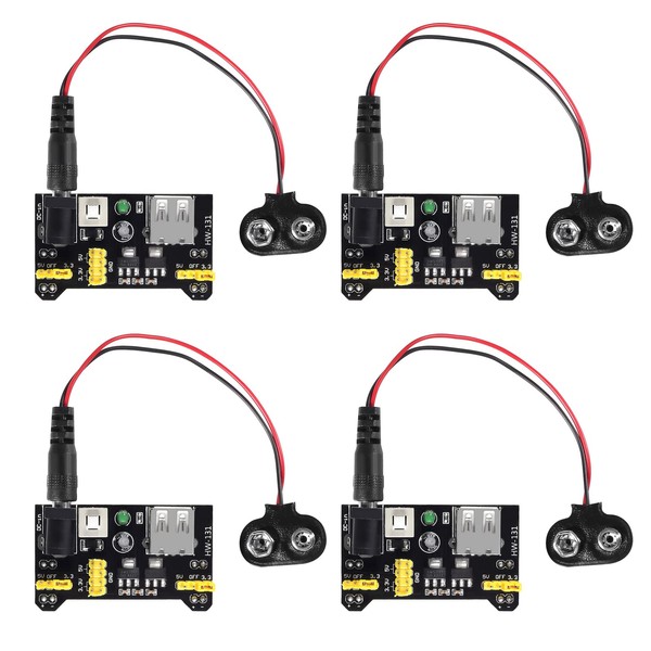 DIANN 4pcs MB102 Solderless Breadboard Power Supply Module 3.3V/5V with