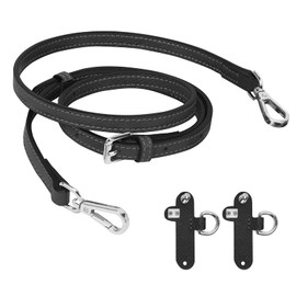 Leather Shoulder Strap for Longchamp Women's Bag, 1.2 cm Mini Bag Straps with 2 Shoulder Strap Adapters, Shoulder Strap for Longchamp Women's Bag, No-Punch & Adjustable, Handbag Strap, Black