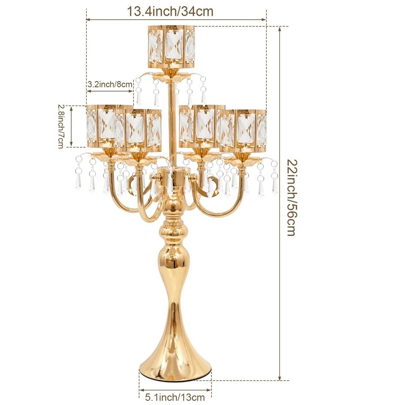 Tall Floor Candle Holders - 2Pcs Gold Candelabra for Wedding