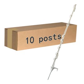 EFencSolv Step-in Fence Post (10 Pack), 42 Inch, with 12 lugs for Holding Wire and Tape, White