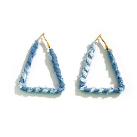 Denim Large Hoop Earrings Cool Jeans Punk Earrings Dennim Geometric Heart Shape Triangle Circle Earrings-triangle-s