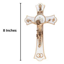 Holy Mass Wall Crucifix Wedding Rings Religious Cross for Marriage 8 Inches