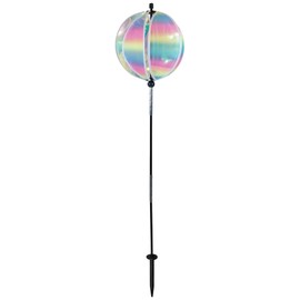 In the Breeze 2634 — 11-Inch Striped Iridescent Gazing Ball, Garden Ball Spinner