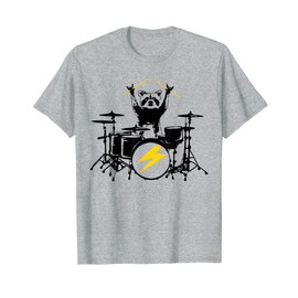 Funny Raccoon Playing Drum Kit Graphic T-Shirt