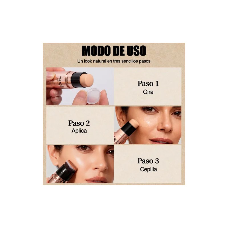 Base De Maquillaje En Barra Correctora Duradera Con Brocha Tono