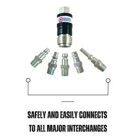 Coilhose 5 in 1 Automatic Safety Exhaust Coupler 1 4 NPT Black Silver Fitting