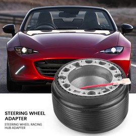 Steering Wheel Hub Adapter, Aluminum 6 Bolt Hole Hub Adapter Steering Wheel Racing Hub Adapter Replacement for MAZDA 323 MX3 MX5 MX6, Black