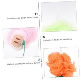 Healvian 6pcs Cute Fruit-shaped Exfoliating Bath Shower Loofah for Boys and Girls Adults Soft Mesh Scrubbers for Relaxing Bath Easy to Use Rich Bubbles