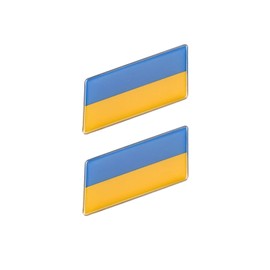 Ysmzzmsy 2 PCS Country Flag Car Emblem Sticker, 2.5 x 1.2 inches Parallelogram, Metal Alloy, High Adhesive, Scratch-Resistant (Ukraine)