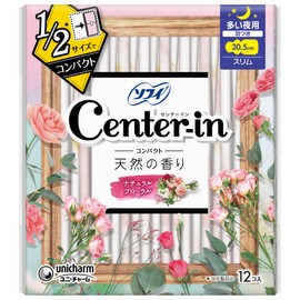 Center-in Compact 1/2 Sweet for Heavy Night Use with Wings, 12 pieces [Slim Sanitary Napkin]