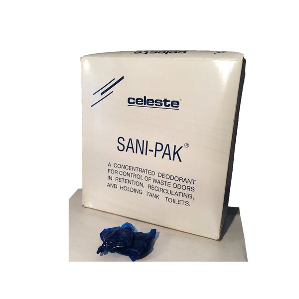 Celeste Sani-Pak Aircraft Lavatory Chemical Toilet Deodorant Biodegradable Packets, 100ct {Rail, Motor Coach, Marine, Recreational Vehicle RV and Portable Toilet}