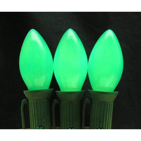 25Pack 7 Watt C7 Ceramic Green Incandescent Light Bulb, Candelabra Base