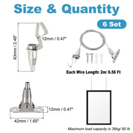 PATIKIL 4 Pcs Adjustable Picture Hanging Wire Kit, 2m/6.6ft Fit for 1.5mm Wire Heavy Duty Stainless Steel Wire Rope Hanger Hardware with 180 Degree Rotary Hook for Hanging Mirrors, Frames