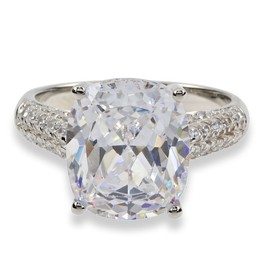 Women's Ring 925 Sterling Silver Rhodium-Plated Zirconia White croisé C056