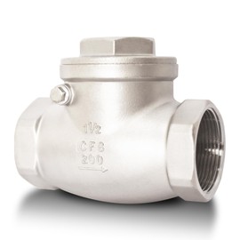 1-1/2" NPT Horizontal Check Valve, Stainless Steel Non Return Swing Check Valve, Level One Way Counterflow Valve to Prevent the Medium Backflow for Oil Water Gas Air（1-1/2", DN40）