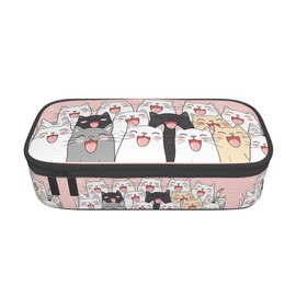 opshksog Cats Pencil Case with Zipper Pencil Pouch Pen Organizer Stationary for Office Supplies Pencil Bag