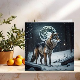 Snow Wolf Moon Greeting Card Birthday Card 145 x 145mm