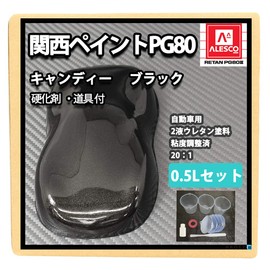 HOTOK Curing Agent with Tools PG80 Candy Color Royal Black 0.5L Set / 2 Liquid Urethane Paint for Cars