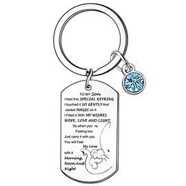 Hgreiwgk Son Keyring Son Gifts Son Birthday Gifts from Dad Mum Inspirational Gifts Christmas Graduation Keychain Gifts for Son Men Boys Elephant Family Keychains Son Jewellery Gift