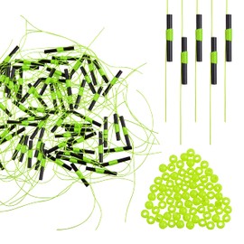 Fishing Float Stopper Thread Stopper with Beads Fishing Line Stopper Spirolino Floats Trout Fishing for Trout Thread Stopper Fishing Tackle (Yellow) Pack of 100